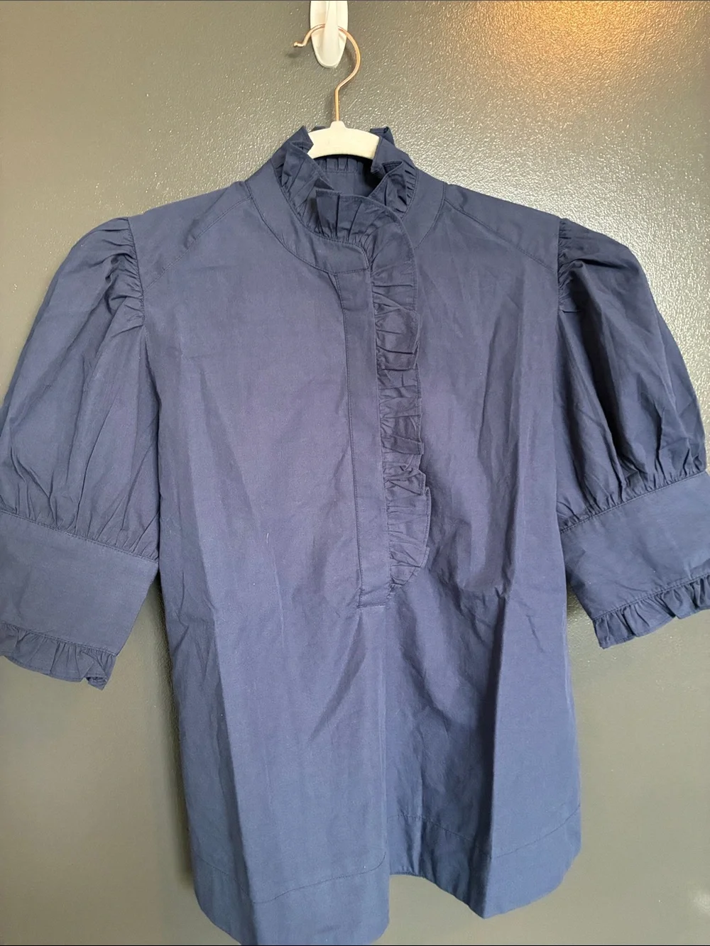 NWT Navy Bleu Westport Top Navy Sz S Puff Sleeve - Picture 4 of 8